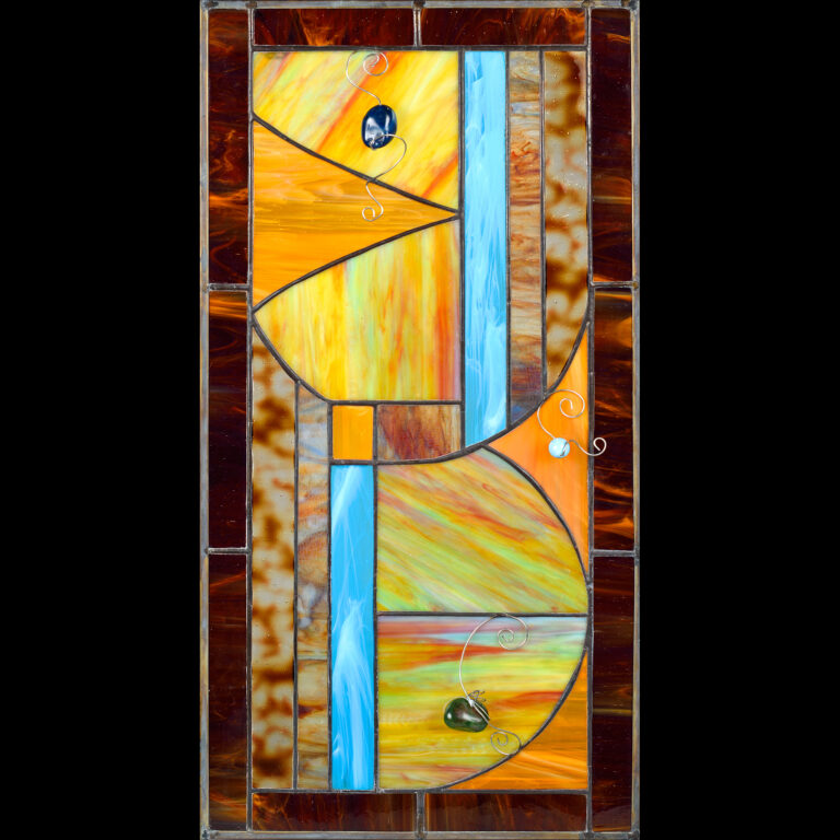 An abstract stained-glass window.
