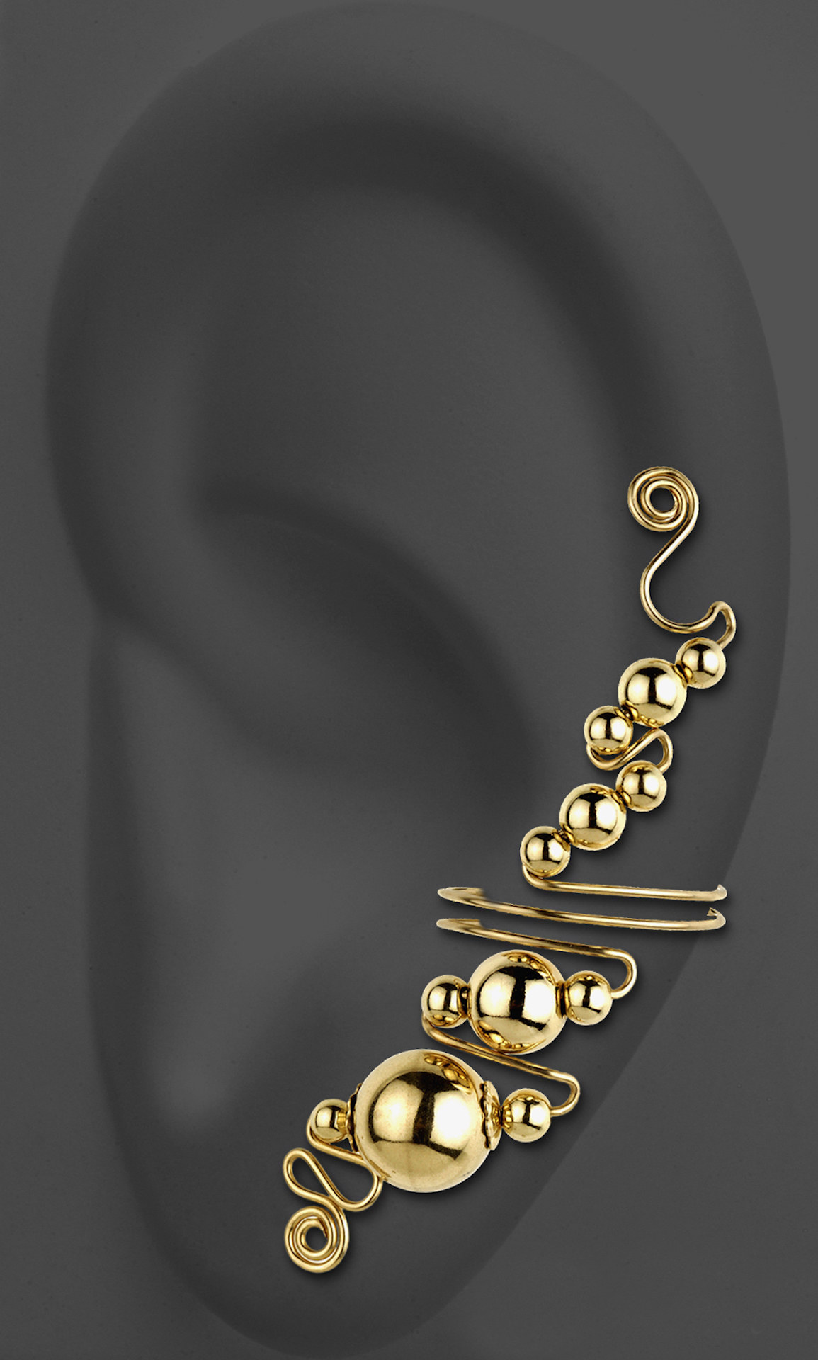 An abstract earing on a model ear.