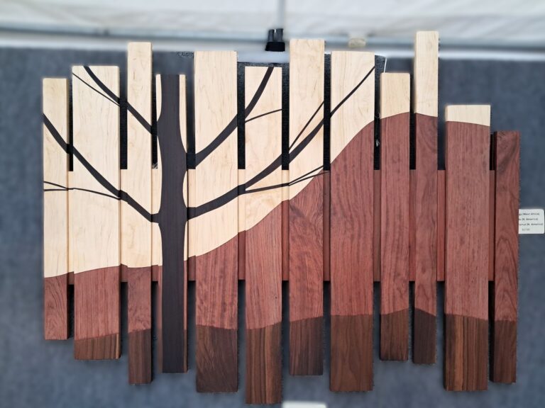 Hand-cut wooden wall decor.