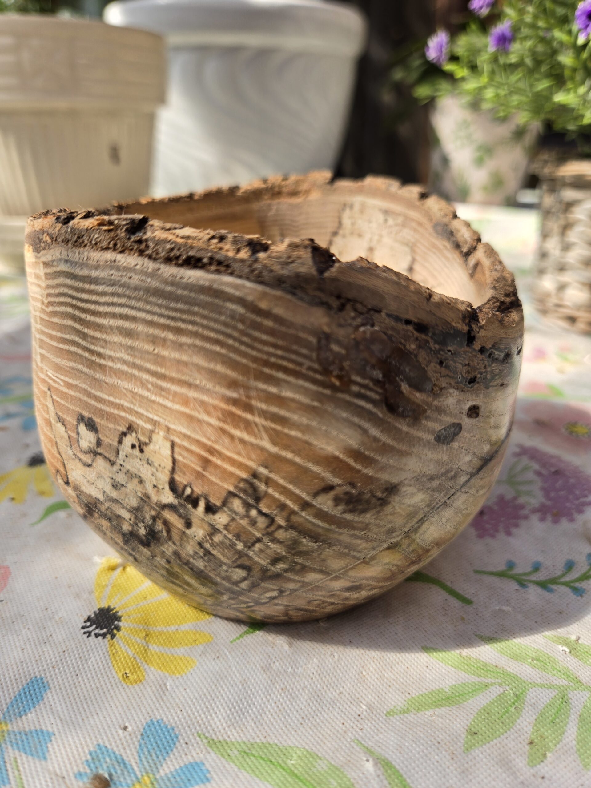 A handmade wooden bowl.