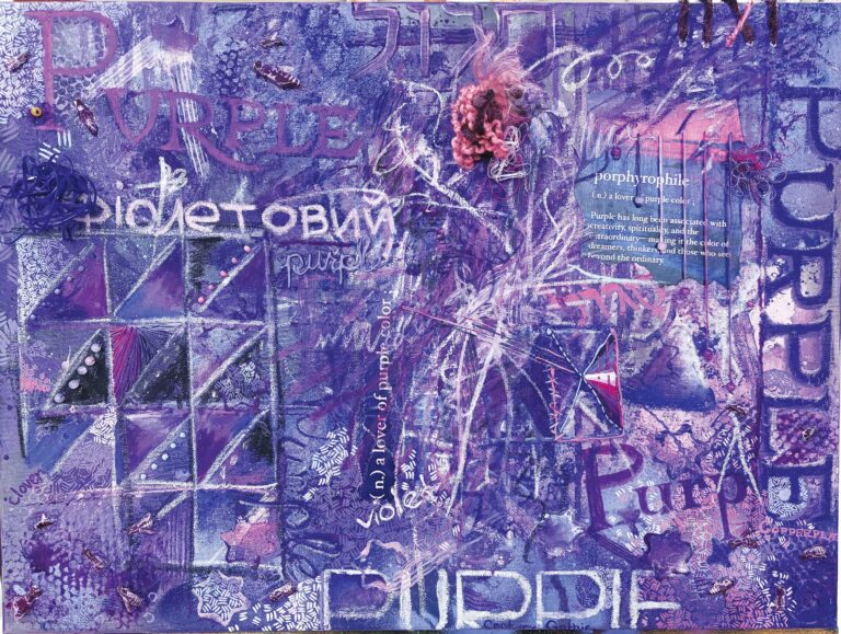 Abstract purple watercolored painting.