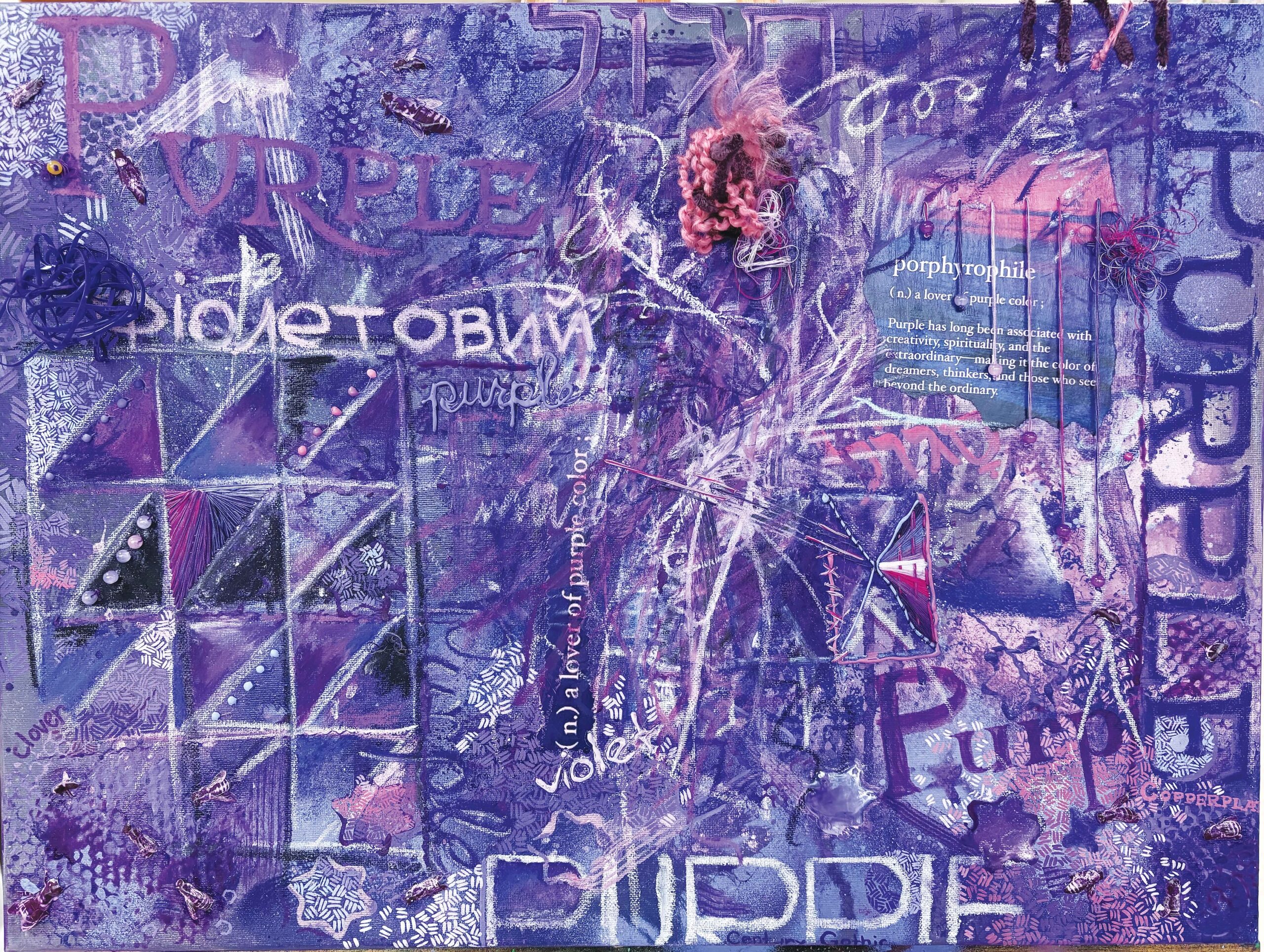 Abstract purple watercolored painting.